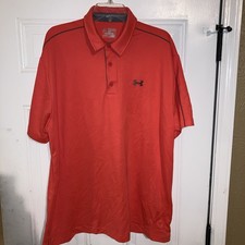 Under Armour Orange XXL Men's Short Sleeve Polo Colored Shirt 100 Polyester