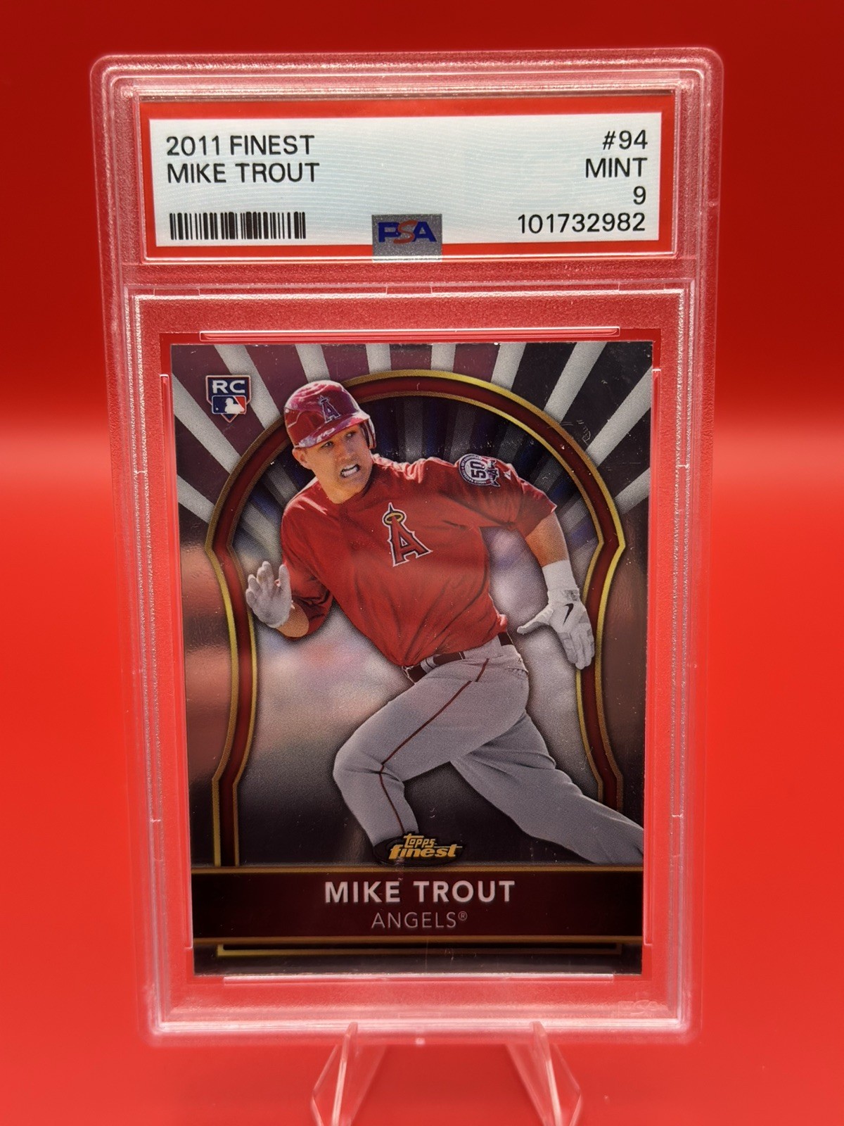 Mike Trout RC 2011 Topps Finest #94 PSA 9 Rookie Angels LA