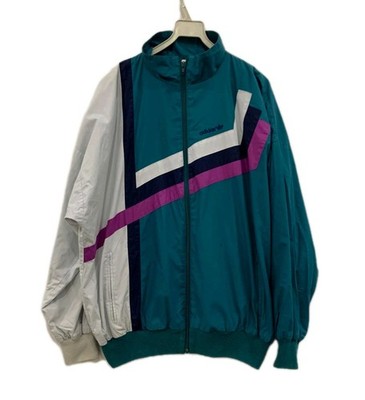 Vtg Adidas Track Jacket 90s Colorblock Teal Purple Trefoil