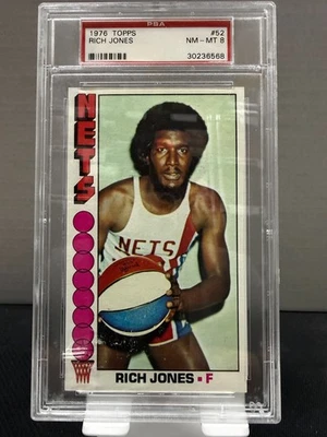 1976-77 Topps - Rich Jones #52 - PSA 8 VINTAGE NBA NEW YORK NETS - Image 1 of 2