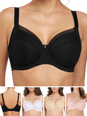 Fantasie Fusion BH Vollschale Seitenstütze ungepolstert BH Schwarz Weiß Blush Sand