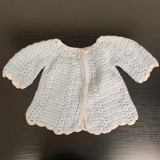 Vintage Handmade Baby Blue Crochet Button Cardigan Sweater