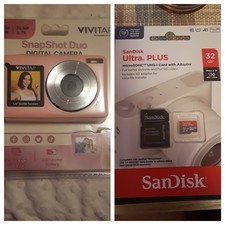 Vivitar SnapShot Duo Digital Camera VECS124x2-PINK Card Micro SDHC 32GB