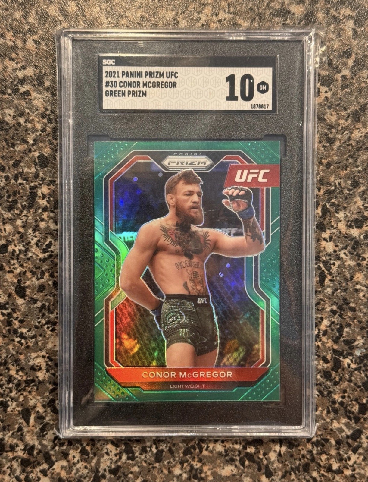 CONOR MCGREGOR 2021 PANINI PRIZM UFC #30 GREEN PRIZMS RARE SP SGC 10 GEM MINT