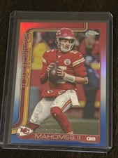 PATRICK MAHOMES II 2025 TOPPS CHROME RED WHITE & BLUE REFRACTOR SP MVP #148