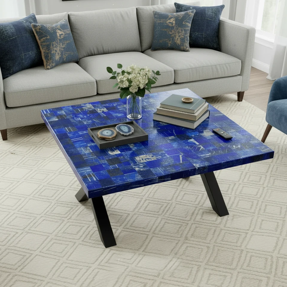 Lapis Lazuli Gemstone Dining Table Top – Premium Blue Stone Centerpiece – Luxury - Image 3 of 3