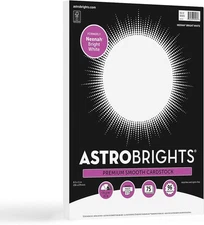 Astrobrights/Neenah Bright White Cardstock, 8.5" x 11", 65 lb/176 gsm, White, 75