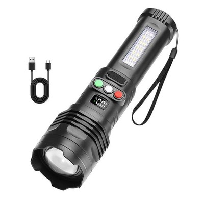 Multi Function Flashlight Rechargeable 3 Color LED Zoom Type C USB Camping