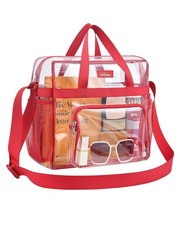 MAY TREE Clear Bag for Stadium Events 12 6 12 Tote Lunch One Size, Red
