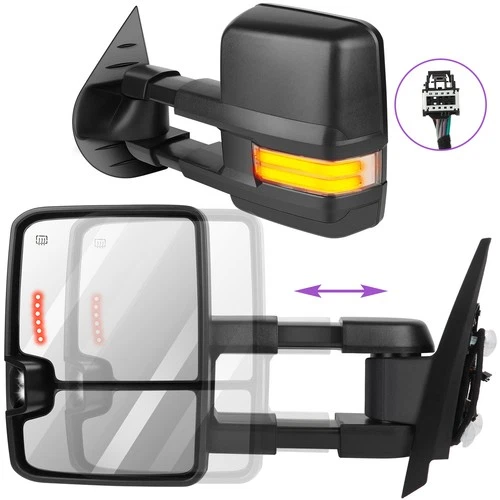 Towing Mirrors Power Heated Running Light SignalsPair For 07-14 Silverado Sierra