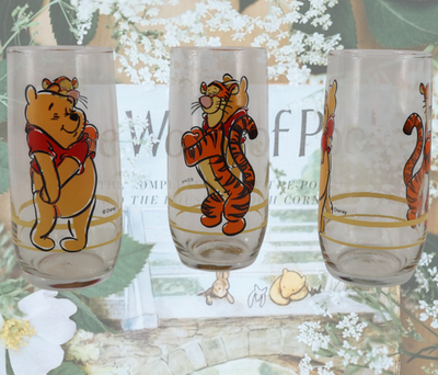 Vintage Disney Winnie the Pooh & Tigger Drinking Glasses 6 in
