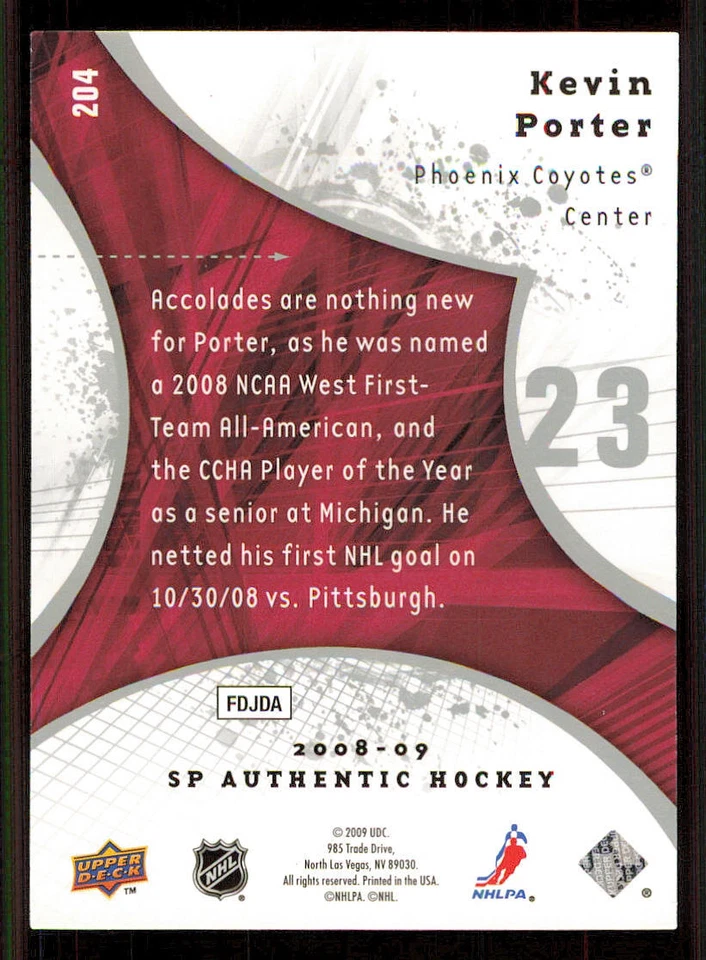 2008-09 SP Authentic #204 Kevin Porter RC /999 - Image 2 of 2