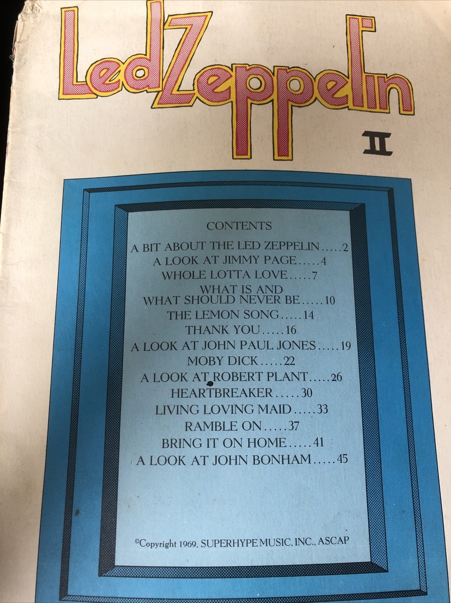 Led Zeppelin II Songbook Bio 1969 Superhype Music Rare DAMAGED | eBay