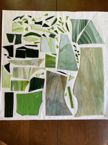 Pezzi Vetro Colorato Vintage VERDE MIX Mosaico Pezzi Scarti Varie Texture - Foto 2 di 12