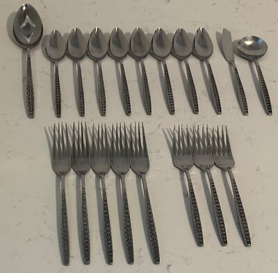 19 PC EPIC Stainless Flatware EP12 Forks & Spoons USED