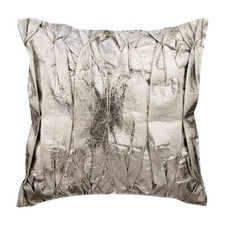 Pillow Cover Silver 16"x16", Room Decor Faux Leather Fabric - Stunning Silver