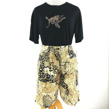 VTG Dana Lee Sportswear Women's Sz S Top / Shorts 6 Black Gold Geometric Set NWT