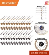 72 Pack Wire Wheel Brushes Set Brass Steel 1/8" Shank Clean Polish Tools