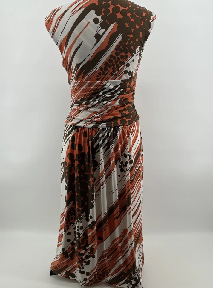 Vestido Max And Cleo Para Mujer Pequeño Imitación Envolvente Midi Naranja Marrón Retro Años 70 Vibraciones Foto 4 de 4