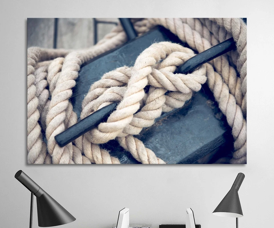 Nó náutico azul marinho lona ou pôster impressão casa de praia marinheiro decoração arte de parede - Imagem 2 de 4