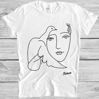 T-Shirt One Line Picasso Fearless Art Zeichnung Cartoon Anime Geschenk M1187