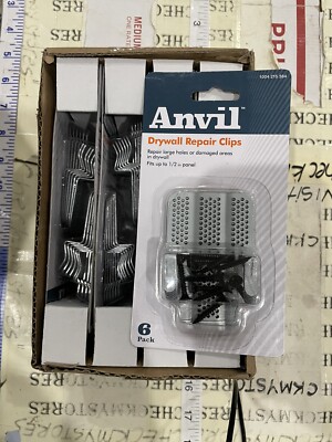8X 6PK ANVIL STEEL DRYWAL REPAIR CLIPS 6 CLIPS AND 12 SCREW Fit UP TO 1 ...