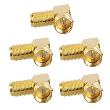 5-Pack 90 Degree Coaxial Connector Right Angle F-Type RG6 Male to Female Adapter