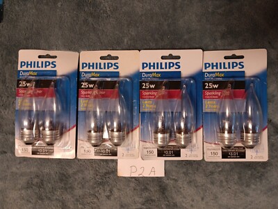 8 Philips DuraMax 25W Standard Base Decorative Bulbs