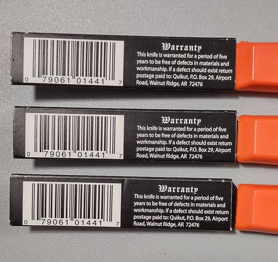 3 cuchillos de pelar Quikut Ginsu ~ hoja de 2,5" ~ mango de plástico color naranja mandarina Foto 4 de 4