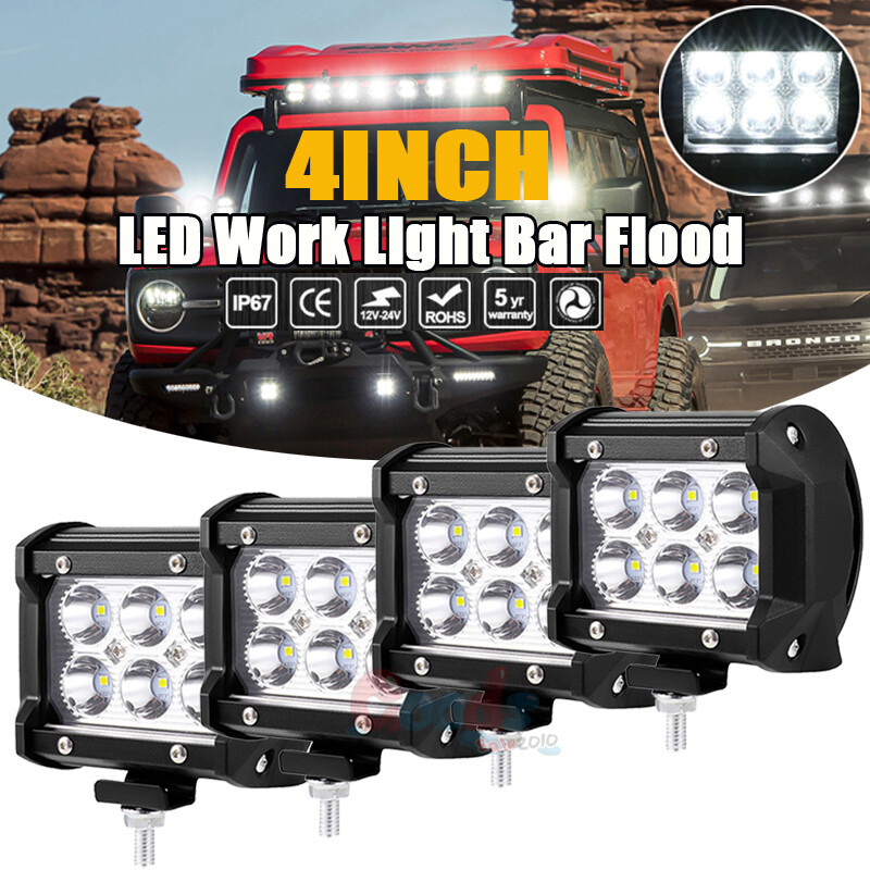 4x 4" LED Work Light Bar Spot Pods Fog Lamp Offroad Driving Truck SUV ATV