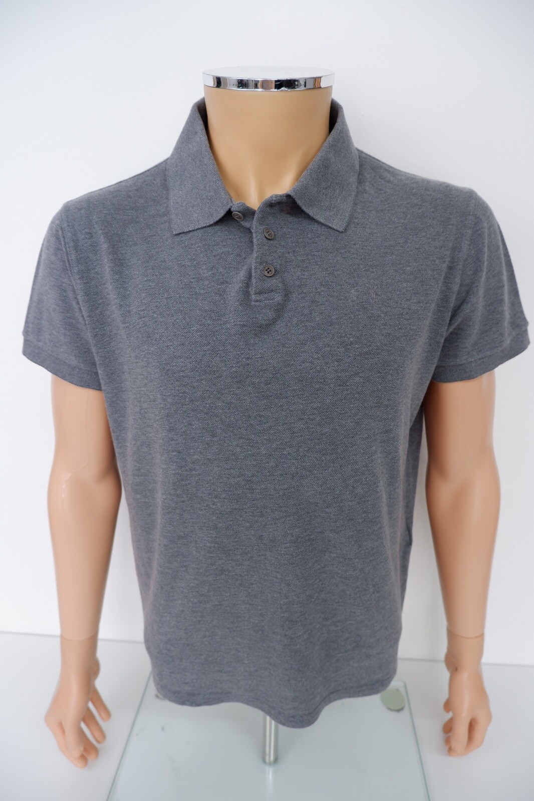 Polo con colletto da uomo grigio Saint Laurent Ysl taglia XL manica corta