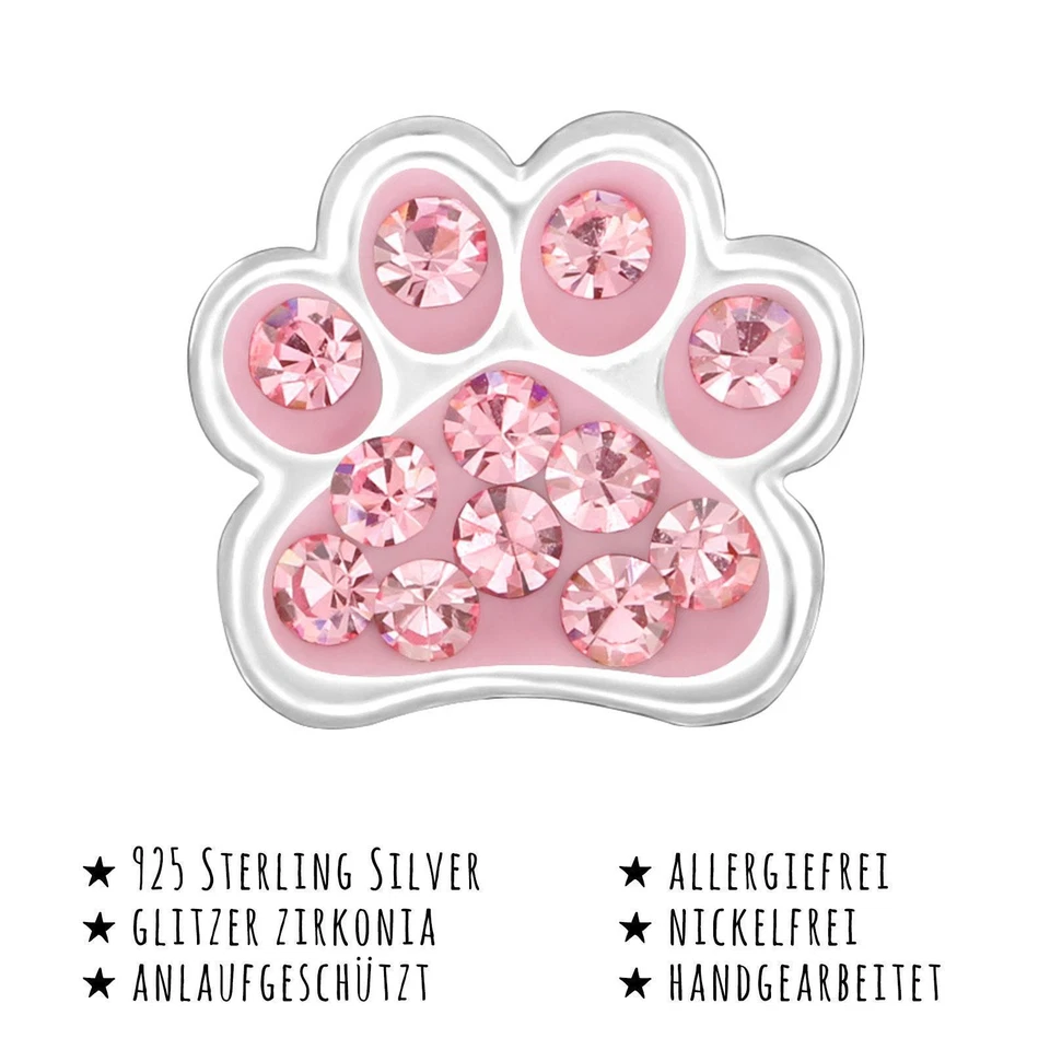 Pfoten Ohrringe aus 925 Silber für Schmuck Kinder Schmuck Geschenk - Bild 2 von 4