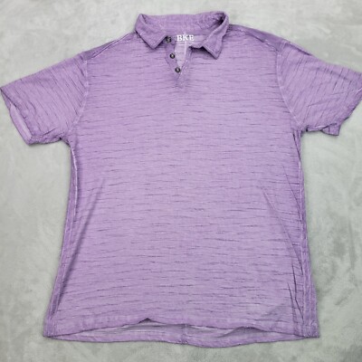 Buckle Shirt Men Extra Large Purple BKE Polo Burnout Cotton Casual Stripe Adult