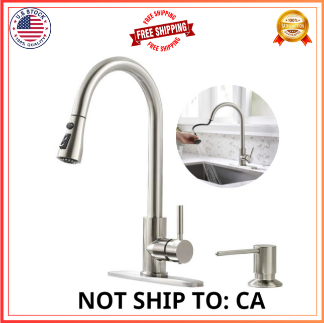 Kitchen Faucet, Single Handle Brushed Nickel Kitchen Faucet with Pull down Spray