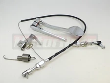 Chrome Spoon Gas Pedal / 24" Black Throttle Cable / Bracket & Spring Combo Kit