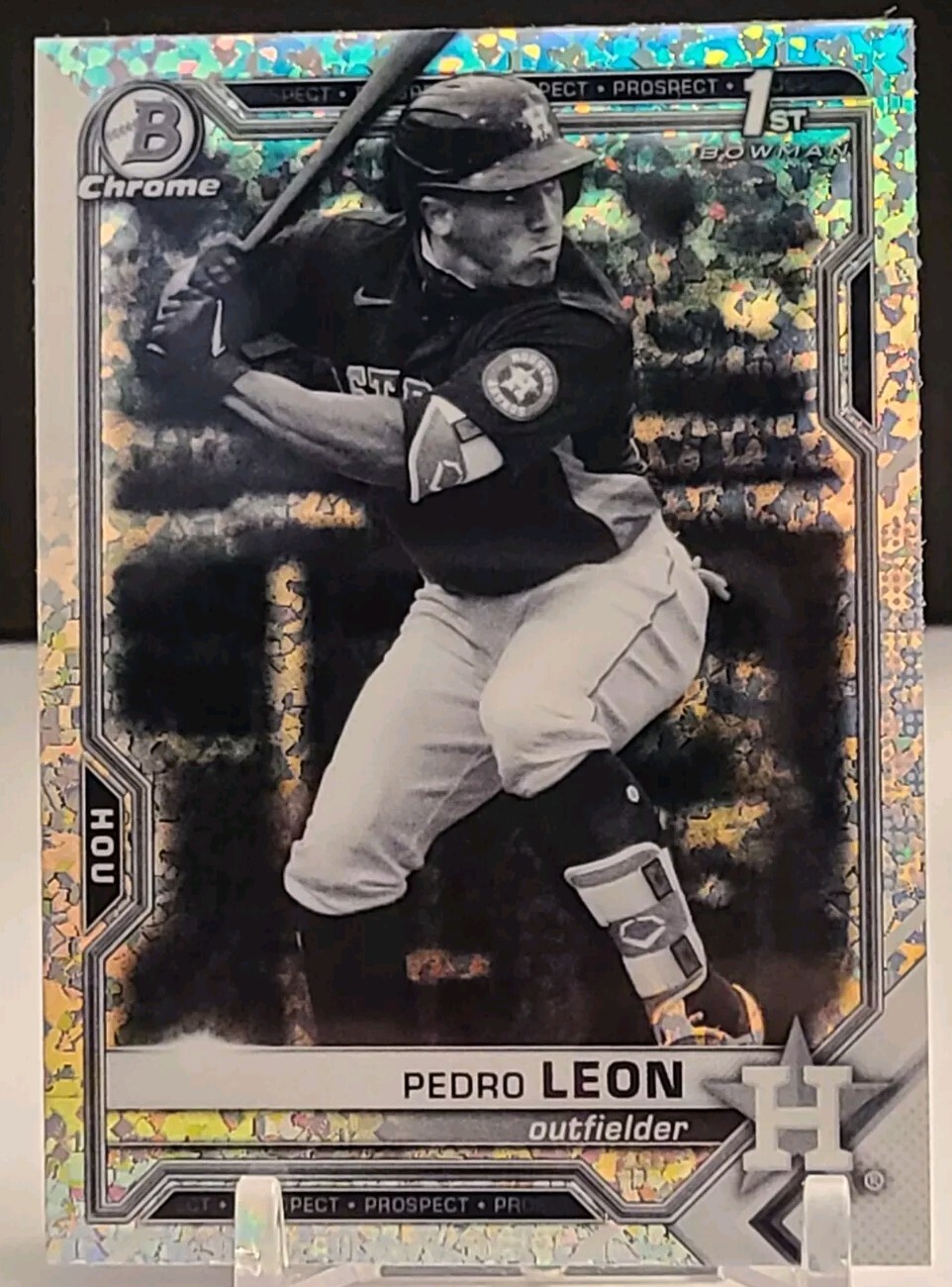 2021 Bowman Chrome Pedro Leon Black & White Mini-Diamond Refractor #BCP-189 RC