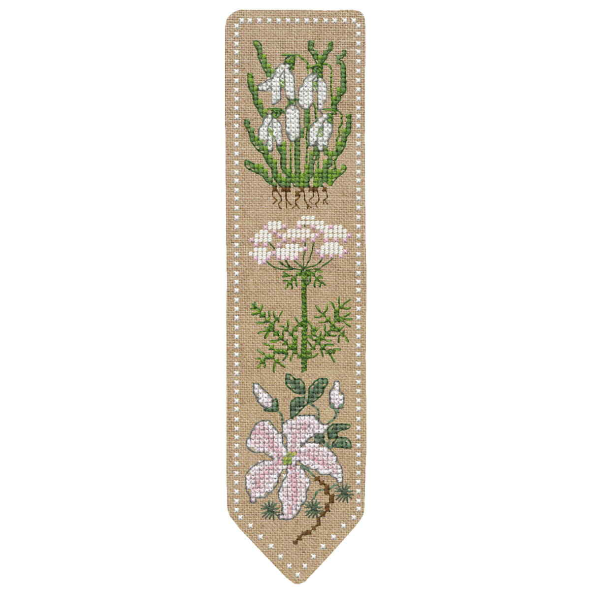 Le Bonheur des Dames bookmark counted cross stitch kit ""White Flowers"", 5x20cm,