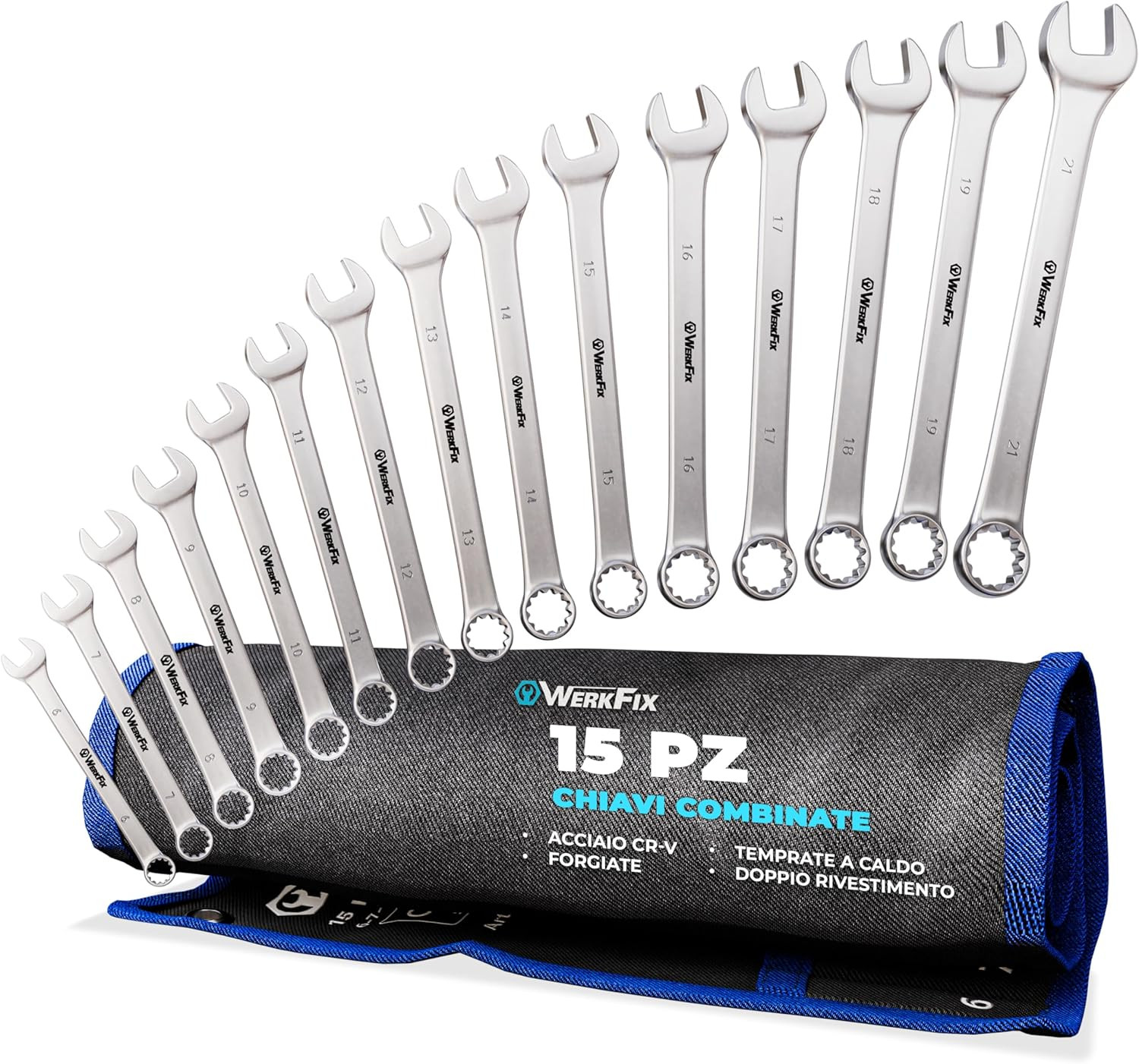 Kit 15 Chiavi Combinate Forchetta e Anello 6-21mm | Qualità Industriale