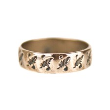 Antique Victorian 10k Rose Gold Newborn Baby Engraved Panel Ring Sz .5