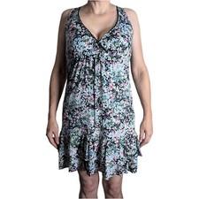 y2k Old Label Warehouse Floral Black Mini Rara Dress | Size 8 | Summer, Lace