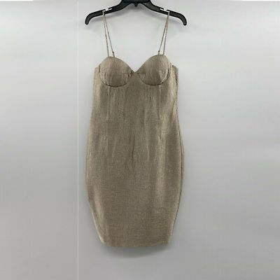 Bardot REVOLVE Golden Shimmer Dress Mini Sheath Cocktail Formal Prom sz M (8-10)