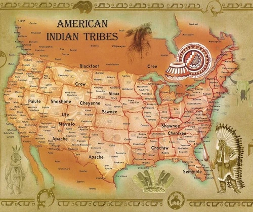 TAPIS DE SOURIS USA INDIENS AMERIQUE CARTE DES TRIBUS INDIENNES  UNITED STATES