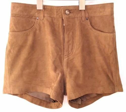 Beige Leather Shorts for Women