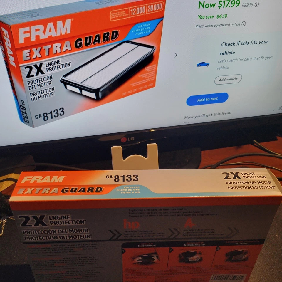 Дополнительный защитный воздушный фильтр рамы CA8133 1998 1999 2000 2001 2002 Honda Accord 2,4 л - Изображение 2 из 4