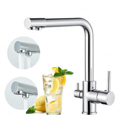Trinkwasserhahn 3 Wege Wasserfilter Wasserhahn Küche 360° Drehbare Küchenarmatur