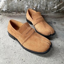 Men's Tabi Suede Split Toe Leather Loafers Comfortable Casual Business Shoes