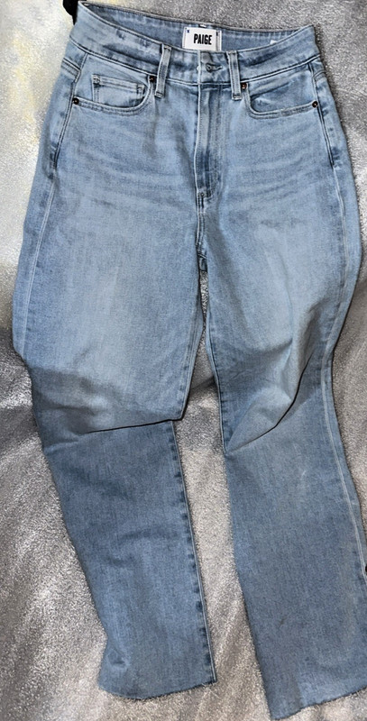 Paige Anessa High Rise Wide Leg Raw Hem Jeans Size 26  with 31" Inseam NWT