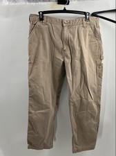 Carhartt Mens Tan Flat Front Straight Leg Work Carpenter Pants Size 40X30