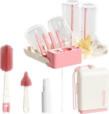 10 in 1 Travel Baby Bottle Cleaner Brush Set with Silicone Brush,Drying Rack,etc