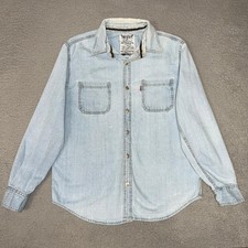 VTG Levi s Shirt Men's Size M Blue Denim Red Tab Chest Pockets Button Down 90s
